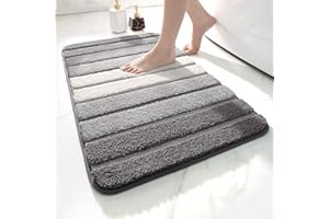 DEXI Tapis Salle de Bain Antiderapant 50 x 80 cm, Extra Doux, Lavable en Machine, Absorbant l'eau, Gris