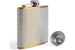 SPDYCESS Diamante Petaca de Licor para Mujer y Hombres 6oz Portátil Petacas de Acero Inoxidable con Embudo Regalo para Senderismo Escalada Camping Fiesta