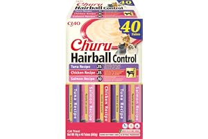INABA Churu Hairball Control, kattgodis, kyckling och tonfisk, 40 x 14 g