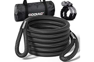 GODIAG 1"×30ft Kinetic Recovery Tow Rope (46500lbs) Heavy Duty Energy Rope with 2 Soft Shackles, 30% Elasticity Offroad Power Rope for Truck Jeep Car ATV UTV Tractor