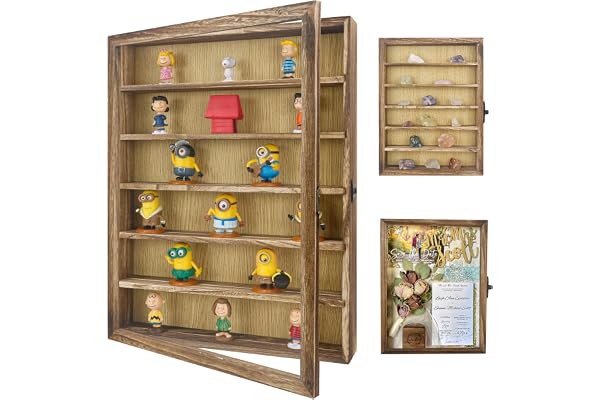 FramePro Skugglåda ram displayfodral 12 x 16 med avtagbara hyllor, djup minneslåda prydnadssak knack hylla skåp för samlare, minnessak mynt militära medaljer bröllopsblommor äkta trä