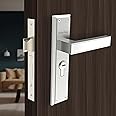 Plantex Heavy-Duty Door Lock Set - Main Door Lock Handle Set/ 6-Lever Lock Mechanism with 3 Years of Warranty/Mortise Lock with 3 Keys, Brass Lock Body & Cylinder(8081 - Chrome & Matt)