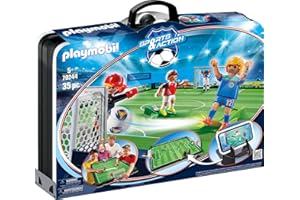 PLAYMOBIL Sports y Action Campo de Fútbol Maletín, con Soporte para Smartphone, a Partir de 5 Años (70244)