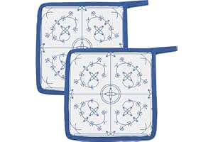 Kracht Topflappen 2er-Pack Baumwolle blau-weiß Größe 22x22 cm