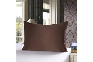 townssilk Dwustronna jedwabna poszewka na poduszkę z ukrytym zamkiem błyskawicznym, 100% jedwab, 19 mm, 50 x 90 cm, brązowa