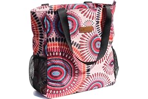 ESVAN Original Floral Waterproof Large Tote Bag for Gym Beach Travel Everyday