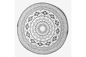‎HOMESCAPES Homescapes Outdoor Teppich wetterfest, runder Gartenteppich schwarz-weiß mit Mandala-Muster, beidseitig verwendbar, regenfest & abwaschbar für Balkon, Terrasse, Garten, Camping & Indoor, 180 cm