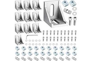 KINISTY 10stk Aluprofil Winkel 40x40mm Befestigungsmaterial Winkel Befestigung, Raster Streben Winkelverbinder Eckwinkel Aluminium Eckverbinder für Strebenprofil Nutprofil Montageprofil