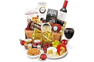 Downton Red Wine Gift Set - Christmas Food & Drink Gift Basket with Gourmet Cheese, Chocolates & Biscuits - Luxury Christmas Hampers for Men & Women, from Regency Hampers