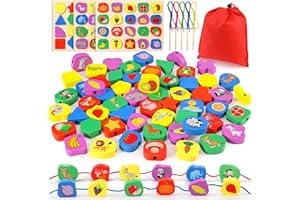 Giochi Bambini 2 3 Anni - Gontence Puzzle Legno con Perline da Infilare - Giochi Montessori 1 Anno - Giochi Educativi 4 Anni - Regalo Bambina Bambino