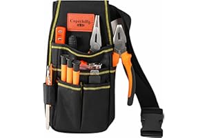 Copechilla Borsa utensili elettrica con cintura,Borsa utensili nera con più tasche,realizzata in materiale resistente all'usura,ispessito e impermeabile,cacciavite, pinze,chiavi,utensili manuali
