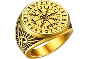 FaithHeart Anello Uomo Vichingo Bussola Vegvisir Mitologia Nordica Rune Vichinghe con Nodo Celtico Taglia IT 14-27 Anello Vichingo Confezione Regalo