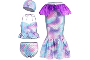 KumSoomliy Girls Swimming Costume Mermaid Swimsuit for Kids Girls Mermaid Swimwear Bathing Suit Surfing Swimming Princess Bikini Set Mermaid Costume Cosplay for Children Beach Holiday Swimwears