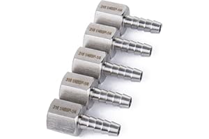 LTWFITTING Stainless Steel 316 BSP Fitting Coupler/Adapter 1/4-Inch Female BSPP x 1/4-Inch(6mm) Hose Barb Fuel Gas (Pack of 5)