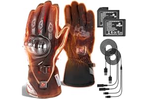 BORLENI Beheizbare Handschuhe Motorrad 2024 Upgrade 3000 mAh Wiederaufladbare USB Motorradhandschuhe Beheizt Warme Herren Winter wasserdichte Touchscreen Elektrische Handwärmer Winterhandschuhe Schwarz
