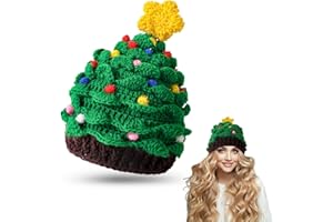 Beipegin Christmas Tree Hat Santa Hat Warm Winter Knitted Crochet Beanie Santa Tree Hats Novelty for Men Women Kids