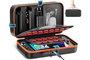 Gersker Switch Tasche für Switch/Switch OLED/Switch 2, Switch 2 Case mit integriertem Ladeanschluss, Switch Spiele Aufbewahrung für Spielekarten, Nintendo Switch Zubehör, Switch Hülle Orange
