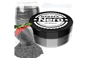 HXDZFX Glitter Commestibili Nero - Coloranti Alimentari in Polvere, Glitter Alimentari per Dolci, Drink, Decorazioni Torte, Cioccolatini, Muffin, Champagne, Cocktail, Panna, etc. (8g)