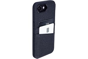 ‎DOCKEM Dockem Etui na Karty na iPhone 16e z Wbudowaną Metalową Płytką do Mocowania Magnetycznego & 2 Kieszenie: M2 Luxe Etui z Portfelem ze Skóry Syntetycznej Płótno Styl (Węglowa Czerń)
