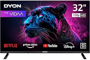 DYON Movie Smart 32 VX - 32 Zoll 80 cm Smart TV mit HD Triple Tuner (DVB-C/-S2/-T2), App Store, Prime Video, Netflix, YouTube, DAZN, Disney+, waipu.tv, Hotelmodus