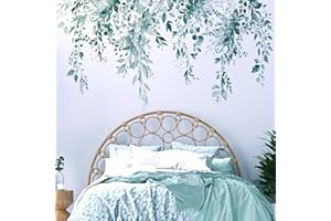 VePret Teal Piante Foglie Adesivi murali Peel e Stick, Grande Fiore Foglia Vinile Adesivi murali, Rimovibile Vine Home Decor Art per Camera da letto Soggiorno Aula Ufficio