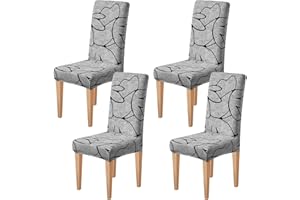 Dioxide Coprisedie con Schienale Elastico,Rivestimenti per Sedie con Stampa Moderna,Universali Copri Sedia da Cucina Elasticizzati, Moderno Fodera Sedia per Soggiorno,Cucina,Casa(Finger Flower,4PC)