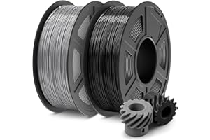 JAYO Filamento ABS 1.75mm 2KG, Fácil Filamento ABS para Impresora 3D con Impresión a Baja Temperatura, No Requiere Carcasa, ABS 1.75 Diámetro Precisión +/- 0.02mm, 1KG Bobina, 2 Pack, Negro+Gris
