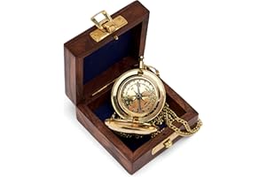NKlaus 11674 - Brújula (5 cm, latón en caja de madera)