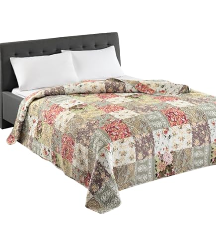 Boho Sprei 200x220 Cm WONGS BEDDING 3-delig Bedspreiset 200x220 Cm - Gewatteerde Microvezel Sprei Met Kussenslopen - Boho Stijl, Het Hele Jaar Te Gebruiken Kussenslopen 50x75 Cm