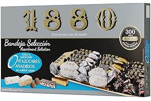 1880 - Plateau de sélection 0% sucres ajoutés, boîte, Le nougat le plus cher du monde, de Qualité Suprême, Douceur typique de Noël, Recette Artisanale, Prêt à Servir, 400g