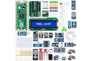 NinkBox Kit Complet de Raspberry Pi Pico, Raspberry Pi Pico Basé sur RP2040 pour Débutants et Ingénieur Logiciel, Compatible avec Arduino IDE, Pogrammable en C/C++ / Python/MicroPython, 46 Types