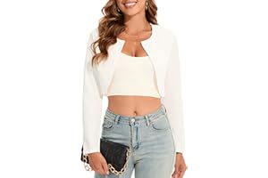 Hobrounn Bolero Jacke Damen Festlich Kurzblazer Damen Elegant Offene Front Lange Ärmel Bolero für Abendkleider