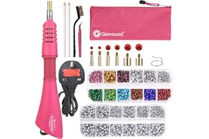 Genround Hotfix Applicator Tools, Iron-on Hotfix Rhinestone Wand Tool Set with 2 x Flat Back Gems Round Crystal Rhinestones Bedazzler Kits Jewel Hot Fix Applicator, Professional Designed