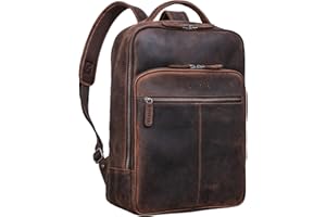 STILORD 'Pietro' Biznesowy Skórzany Plecak Du¿y Plecak na Laptopa 15,6-calowy Backpack Vintage do Pracy Biurowej Trolley XL Prawdziwa Skóra, Kolor:zamora - br±zowy