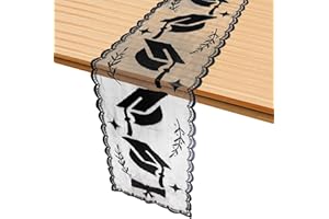 ANOTION Black Table Runner - 2024 Graduation Party Decorations Graduation Cap Decorations Lace Tablecloth Graduation Centerpieces Party Supplies Table Decorations Graduation Table Runner 72 Inches