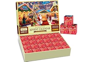 RONSTONE Calendario Avvento 2024 Puzzle di Natale: Puzzle del Calendario Avvento di 24 Giorni per Bambini e Adulti - Gioco di Puzzle da 1008 Pcs per Bambini e Bambine Decorazioni Natalizie per la Casa