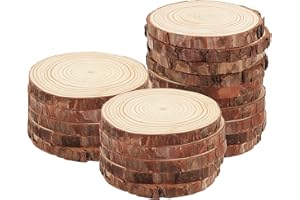 JOIKIT 20 PCS 10-11cm Wooden Slices, Natural Wood Discs, Unfinished Wooden Log Slices Wood Circles for DIY Crafts Decoration