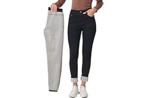 Fakanhui Jeans thermiques d'hiver doublés en polaire pour femme