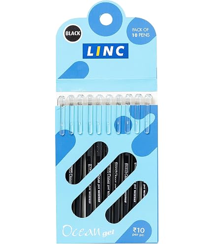 Linc Glycer Smooth Kugelschreiber – 0,6 Mm, Blau, 10 Stück, Mit Elastomergriff, Schnell Fließende Tinte, Schmierfrei