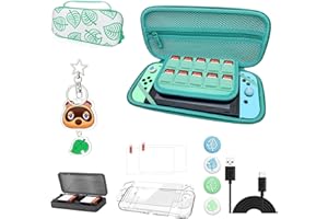 IOFEIWAK Housse de transport Nintendo Switch pour Nintendo Switch Kit de valise Animal Crossing avec accessoires－Antichoc avec accessoires [Ensemble 13 en 1]
