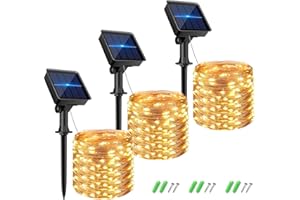 KOLPOP [3 Pack] Guirnaldas Luces Exterior Solar Para Exteriores, 8 Modos Luces Solares LED Exterior Jardin, Guirnaldas Solar Exterior Decoracion para Navidad, Terraza, Fiestas Bodas, árbol, Patio, Festivales