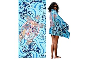 HOQQUE Serviette de Plage Microfibre XXL Drap Serviettes Grande Beach Towel Homme Anti Sable Coton 180x80cm Draps Accessoire Vacances Cadeau Femme Anniversaire pour Piscine Camping Voyage Sport Gym Fitness
