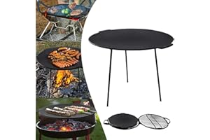 LZQ Sartén de hierro fundido redonda de 45 cm de diámetro para barbacoa con 3 patas, trípode de hierro fundido extraíble, placa de horno holandés, accesorio para barbacoa, parrilla para camping,