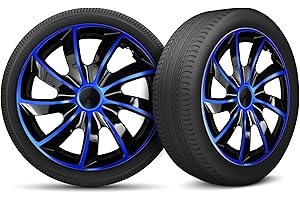 MOTO-MOLTICO Radkappen 15 Zoll Radzierblenden 4er Set passend für alle Stahlfelgen - Einstellbarer Sicherungsring - Schwarz Blau