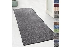 ‎KARAT KARAT Teppich Läufer für Küche, Flur & Wohnraum - Teppichläufer auf Maß - Meterware - Flurteppich - Küchenläufer - Wohnzimmer Teppich (80 x 300 cm, Lyon - Grau)