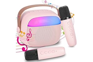 Professional Karaoke Complete, Portable Bluetooth Karaoke Speaker with 2 Microphones and Lights Kids and Adults Parties, Birthday Gifts for Girls, Boys and Family Parties at Home