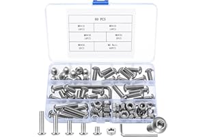 YITYDAMAI 80 Stück m8 Schrauben Set, Linsenkopf Sechskantschrauben Muttern Set, Innensechskant Schrauben mit Muttern Set, Rundkopf Gewindeschrauben Set, Edelstahl Maschinenschrauben Sortiment Set