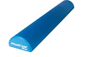 PHYSIQUE MANAGEMENT Physique Pro Foam Roller Blue Half Round (90cm x 15cm) - Back, Leg and Body Deep Tissue Muscle Massage - Gym and Exercise Roller for Trigger Point Self Massage and Muscle Tension Relief