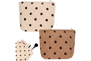 ANZOAT 2 Petite Pochette Maquillage, 26.5*21cm Trousse de Maquillage Velours de Fermeture Éclair, Sac à Cosmétiques à Glissière en Velours Côtelé, Petit Sac à Cosmétiques de Voyage pour Cosmétique/Toilette