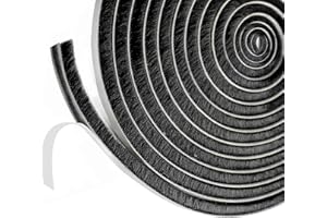 SHOCHX 5m Draft Excluder for Doors Windows, 9mm(W) x 5mm(T) Brush Weather Stripping Tape Self-Adhesive Seal Strip, Black